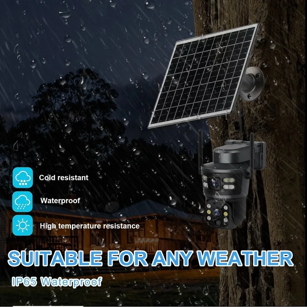 4G LTE Outdoor Security Camera with Solar Panel - Black